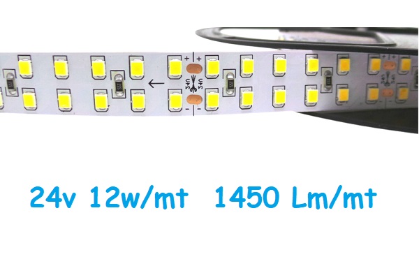 Strip LED 24V 2835 240 Led/mt 12w/mt Luce Natura